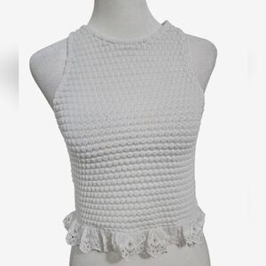 ZARA Crochet Knit/lace Sleevless Top In White. Size M